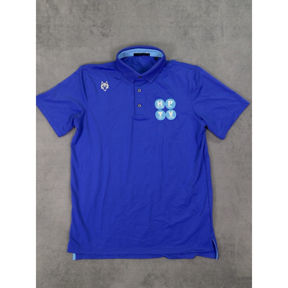 Greyson Shirt Mens Medium Blue Short Sleeve Polo Highland Park TV Logo